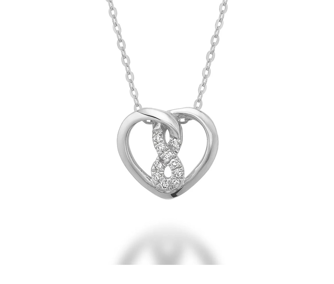 Pendentif coeur infini serti de diamants - BR 090410MH - Bijoux d'importation