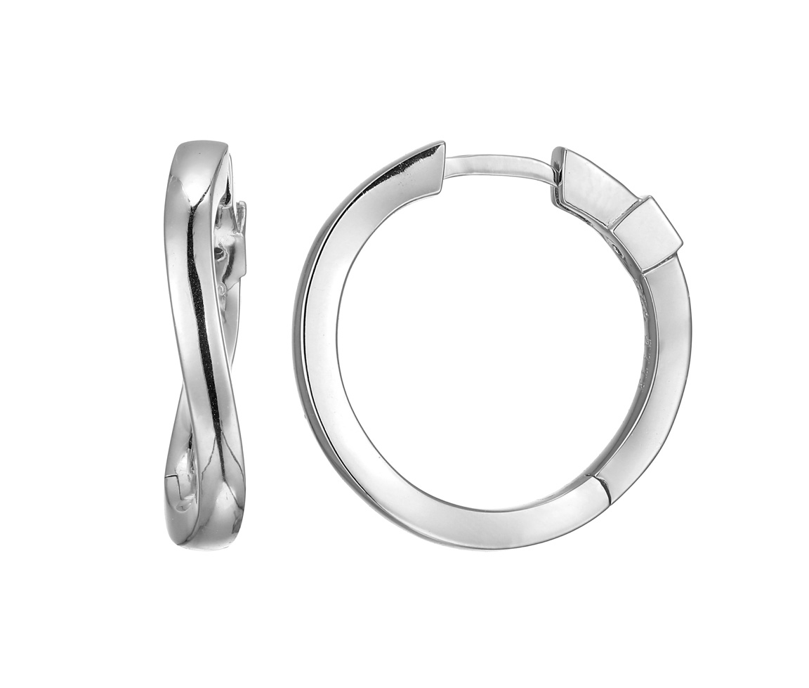 BOUCLES ELLE HUGGIES EN ARGENT RHODIÉ - PJ R2LCQHA027 - ELLE