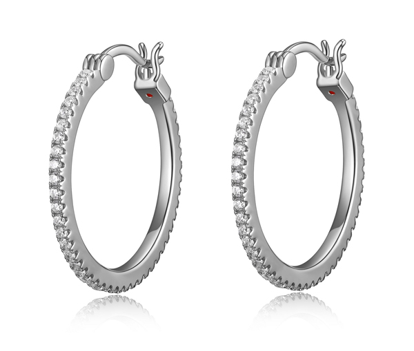 BOUCLES ANNEAUX EN ARGENT RHODIÉ SERTIES DE CUBIQUES ZIRCONIAS - PJ R2LCDU000K - ELLE