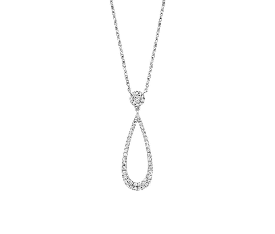 COLLIER EN OR 14K BLANC SERTI DE DIAMANTS - BR 0804DD25 - BIJOUX D'IMPORTATION