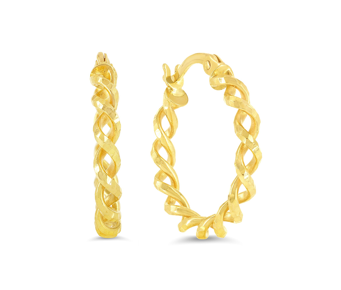 BOUCLES ANNEAUX TWISTÉES EN OR JAUNE - SY 08SPRING - BIJOUX D'IMPORTATION