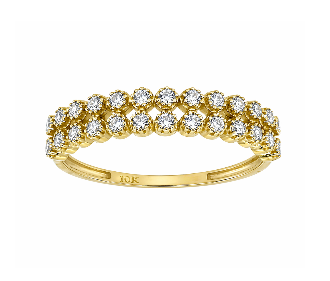 JONC SEMI-ÉTERNITÉ DOUBLE EN OR - S JDSETER02 - BIJOUX D'IMPORTATION