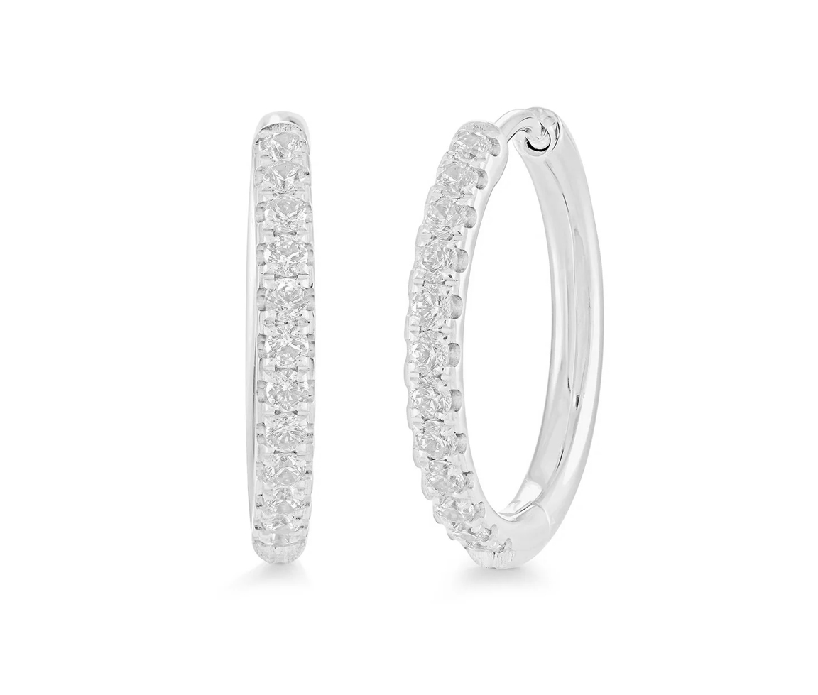 BOUCLES HUGGIES EN ACIER SERTIES DE CUBIQUES ZIRCONIAS - IG SEA200 - VELORIA