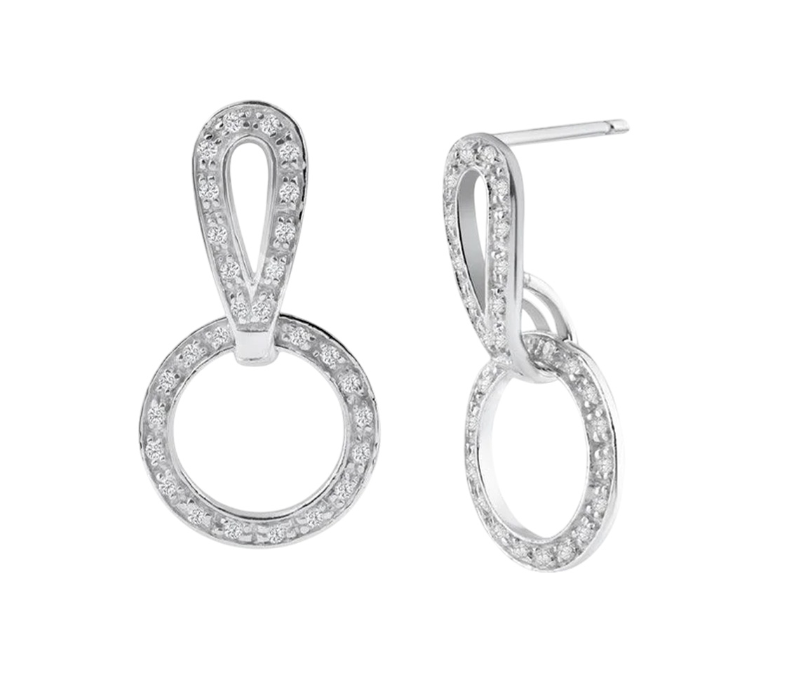 BOUCLES CERCLE DE VIE EN ARGENT RHODIÉ SERTIES DE CUBIQUES ZIRCONIAS - SP STE00099 - BIJOUX D'IMPORTATION