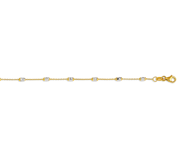 BRACELET EN OR JAUNE ET BLANC À MAILLE ROLO ET BILLE TAILLE DIAMANT - SY 2601A - BIJOUX D'IMPORTATION