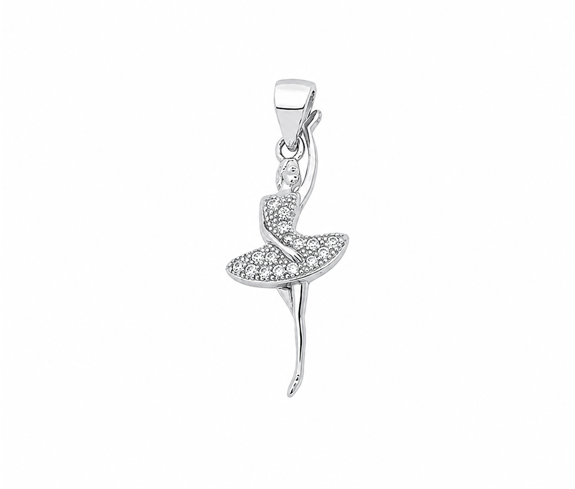 PENDENTIF BALLERINE AVEC CZ - MB PEN174 - BIJOUX D'IMPORTATION