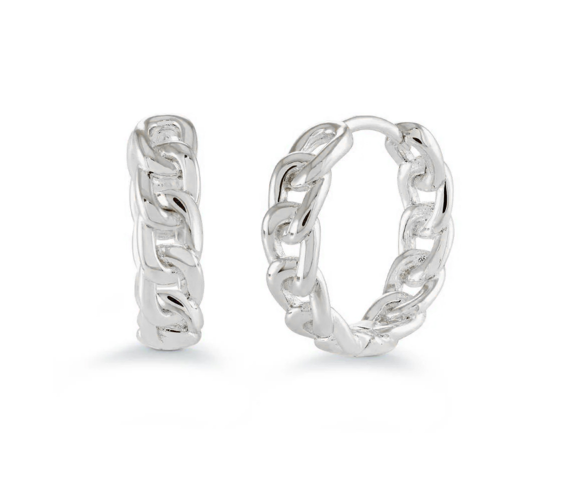 BOUCLES HUGGIES EN ACIER À MAILLE CUBAINE - IG SEA388 - VELORIA