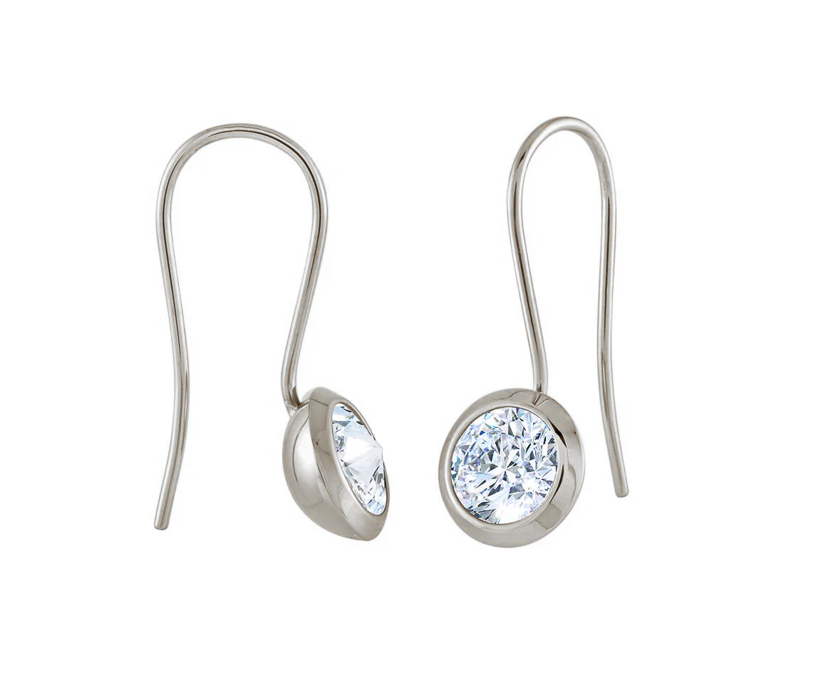 BOUCLES EN ACIER SUR CROCHET SERTIES DE CUBIQUES ZIRCONIAS - IG SEA191 - VELORIA