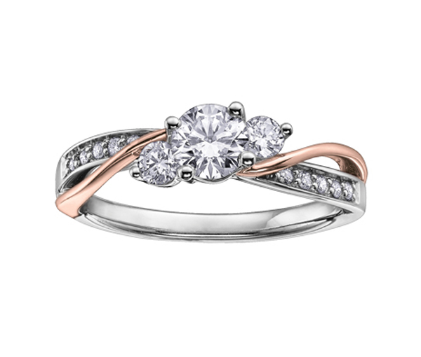 BAGUE EN OR BLANC ET ROSE SERTIE DE DIAMANTS CANADIENS ET DE DIAMANTS - CR AM237WR62 - DIAMANT CANADIEN