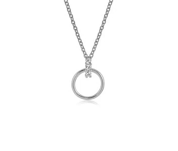 PENDENTIF EN ACIER CERCLE AJOURÉ + BAR SERTI DE CUBIQUES ZIRCONIAS ET SA CHAINE - IG SWP90 - ITALGEM