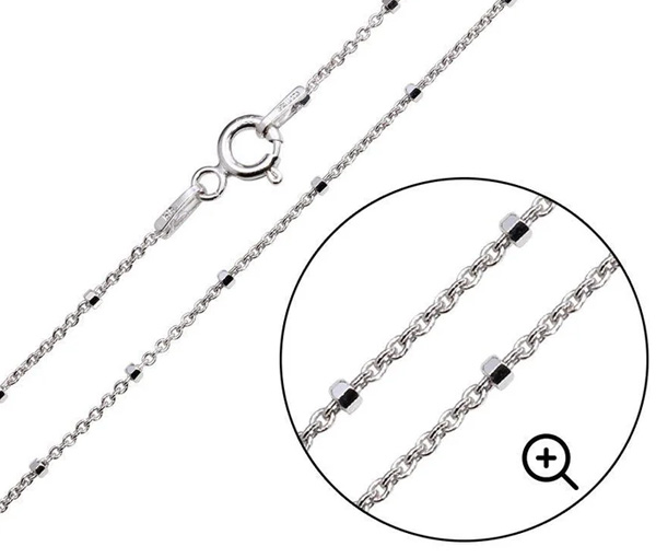 CHAINE EN ARGENT RHODIÉ À MAILLE ROLO/BILLES TAILLÉES DIAMANT - SP CH451RH18 - BIJOUX D'IMPORTATION