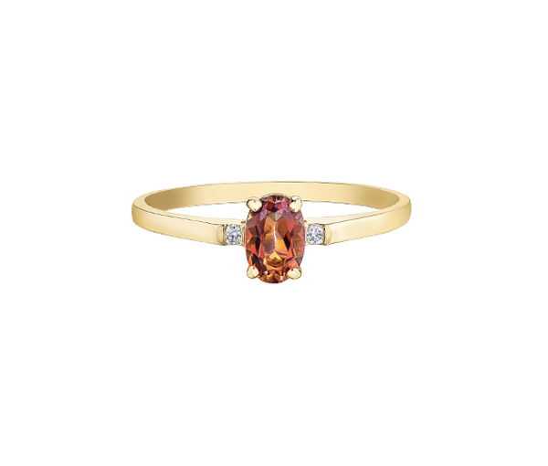 BAGUE EN OR SERTIE D'UN TOPAZE SUNRISE ET DE DIAMANTS - CR DD7525 - BIJOUX CANADIEN