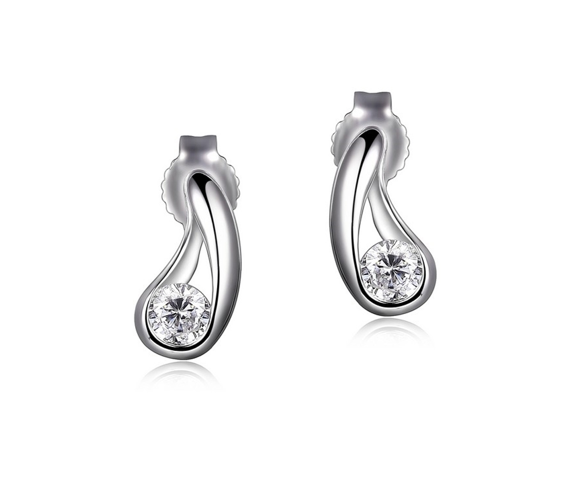 BOUCLE EN ARGENT RHODIÉ SERTIES DE CUBIQUE ZIRCONIAS - PJ R2LC5R0058 - ELLE