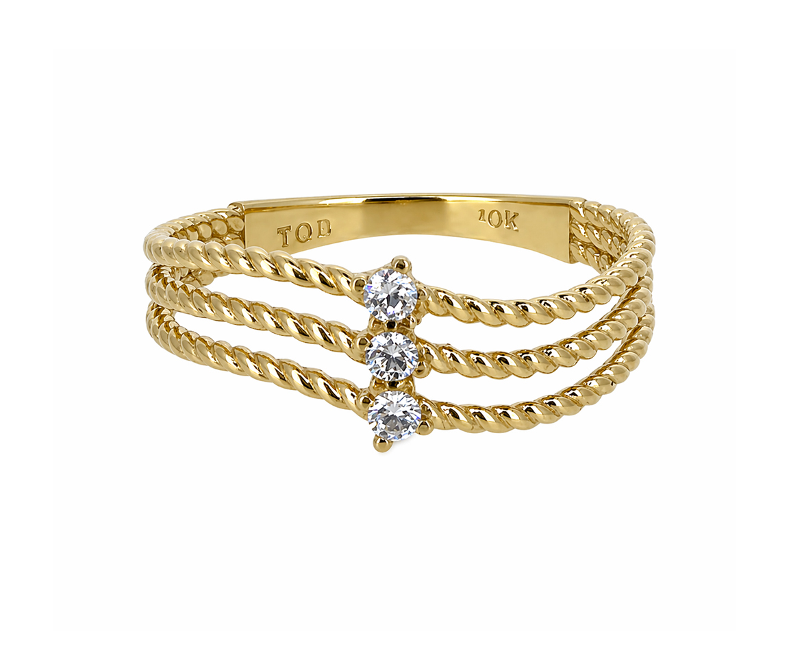 BAGUE 3 RANGS EN OR - S BD21 - BIJOUX D'IMPORTATION