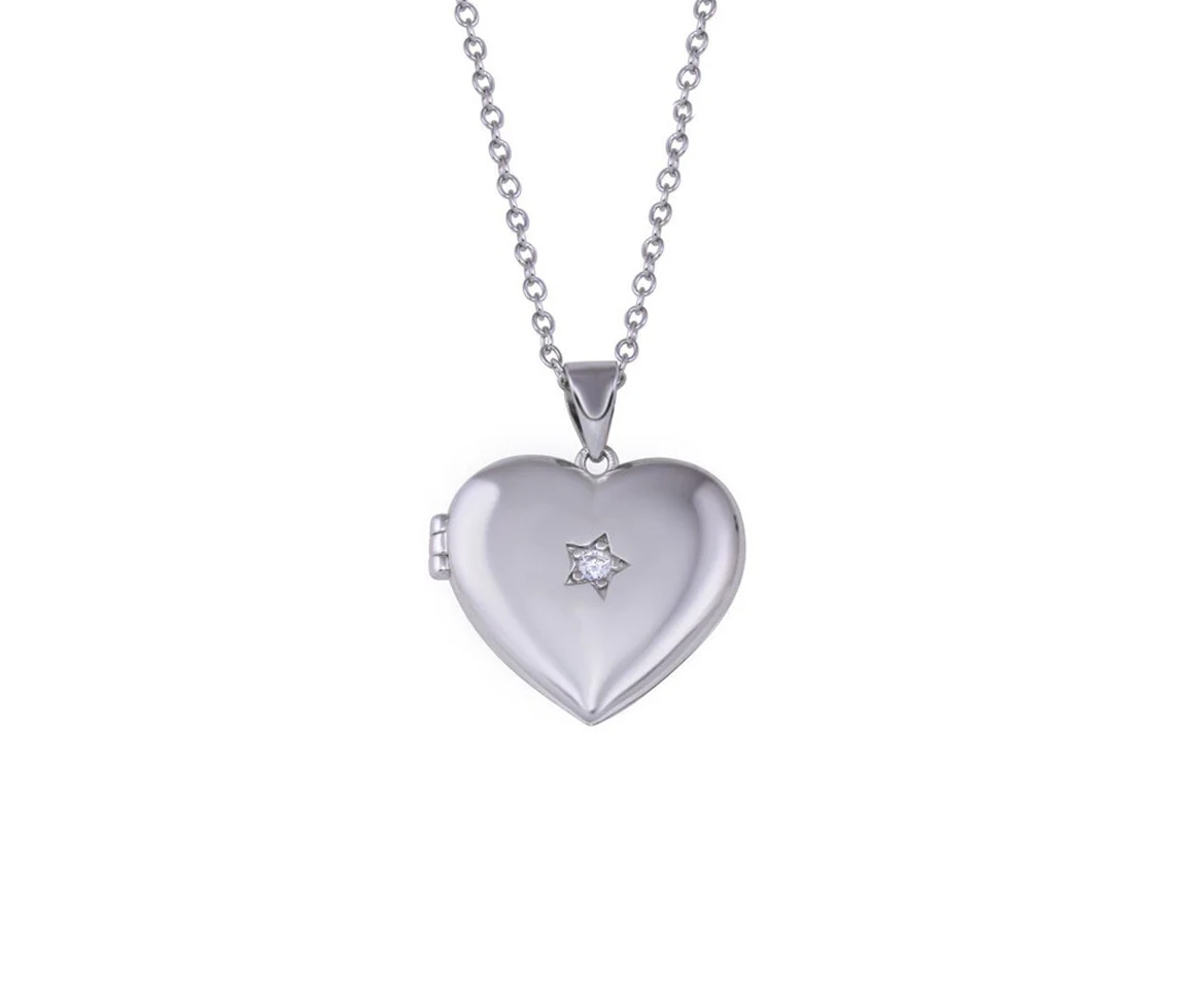 PENDENTIF LOCKET COEUR EN ARGENT RHODIÉ SERTI D'UN CUBIQUE ZIRCONIA - SP STP01821 - BIJOUX D'IMPORTATION