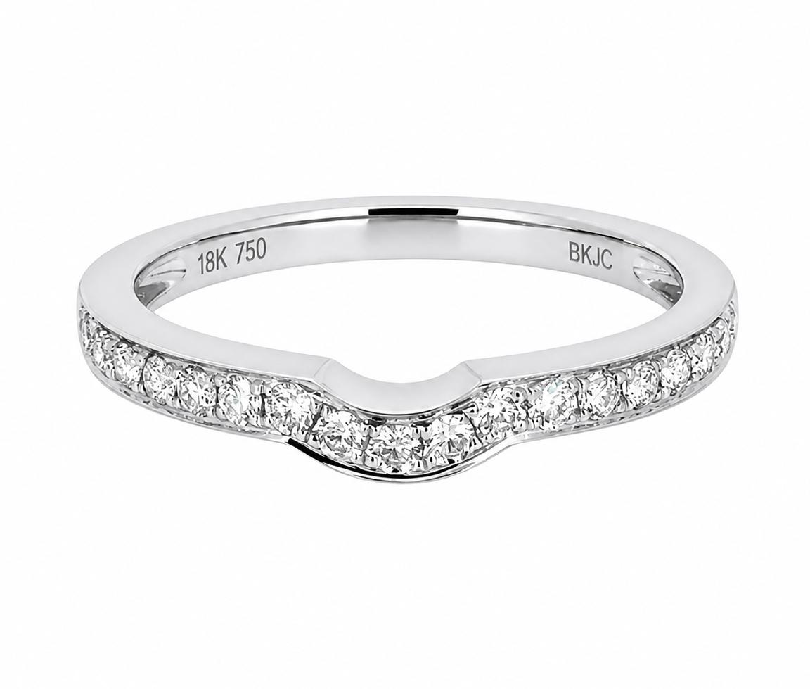 JONC CONTOUR EN OR BLANC AVEC DIAMANTS - BK DWR002937 - BIJOUX D'IMPORTATION