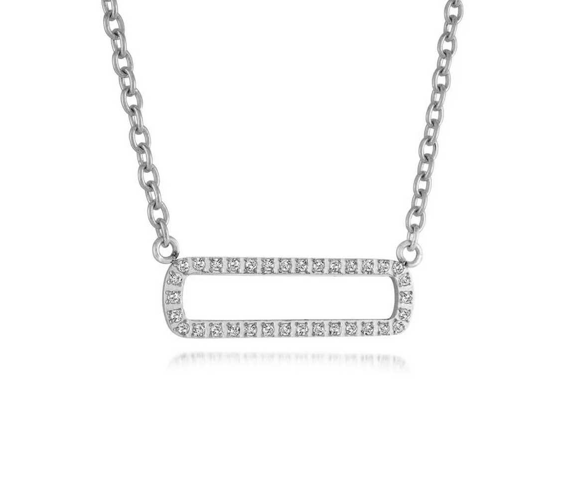 COLLIER BAR AJOURÉE EN ACIER SERTI DE CUBIQUES ZIRCONIAS - IG SWP51 - VELORIA