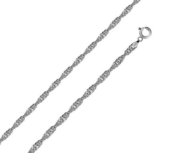 CHAINE EN ARGENT RHODIÉ À MAILLE SINGAPOUR - SP CH138RH20 - BIJOUX D'IMPORTATION