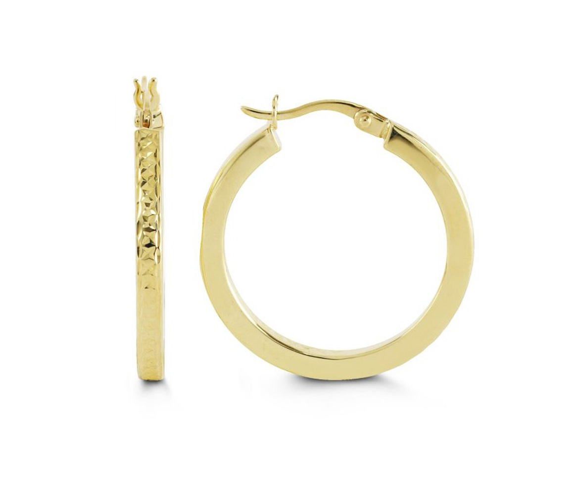 BOUCLES ANNEAUX EN OR TAILLÉES DIAMANT - SY 1026D - BIJOUX D'IMPORTATION