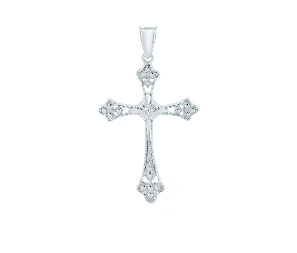 PENDENTIF CROIX EN ARGENT RHODIÉ TAILLÉ DIAMANT - SP GMP00109 - BIJOUX D'IMPORTATION