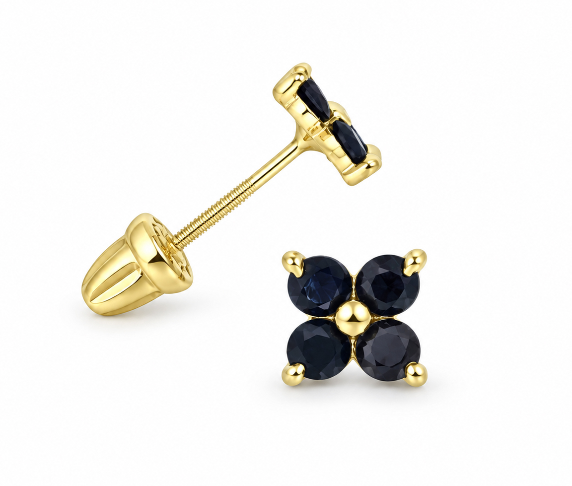 BOUCLES VISSÉES FLEUR AVEC CZ - IN 02204 - BIJOUX D'IMPORTATION