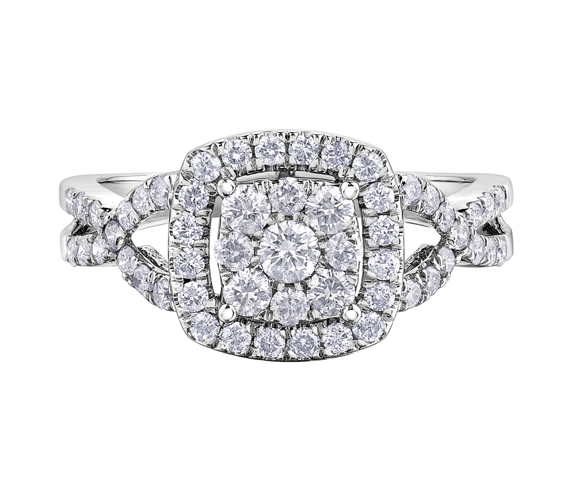 BAGUE EN OR BLANC SERTIE D'UN CARAT DE DIAMANTS - CR DX847W100 - BIJOUX CANADIEN