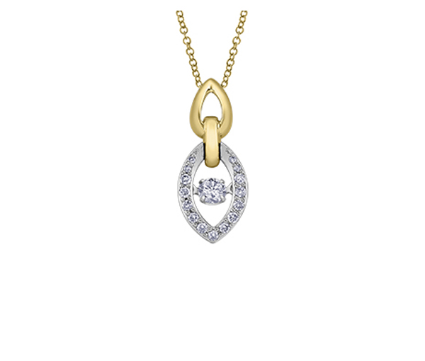PENDENTIF EN OR JAUNE ET BLANC SERTI D,UN DIAMANT DANSANNT ET DE DIAMANTS - CR DD8321YW20 - BIJOUX CANADIEN