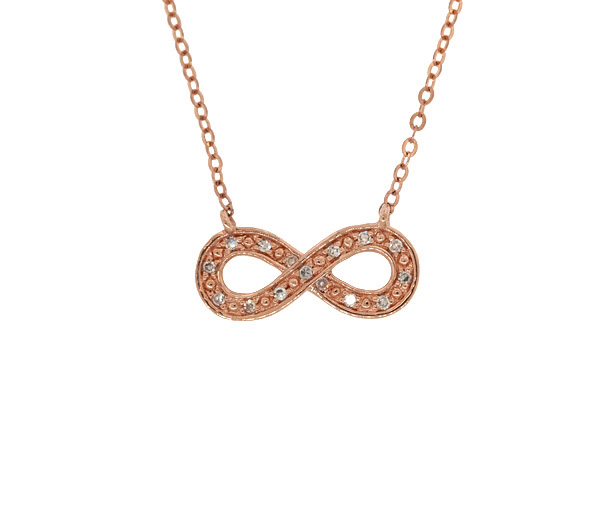 COLLIER INFINI EN OR 10K ROSE SERTI DE DIAMANTS - BR 080410888R - BIJOUX D'IMPORTATION