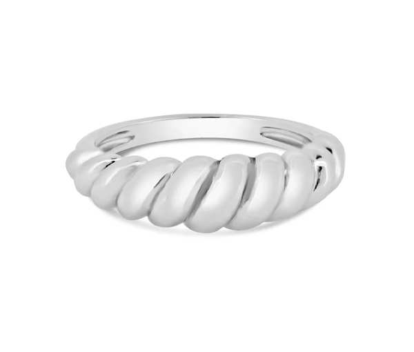 BAGUE À MOTIF CROISSANT EN ARGENT RHODIÉ - SP STR01166/7 - BIJOUX D'IMPORTATION