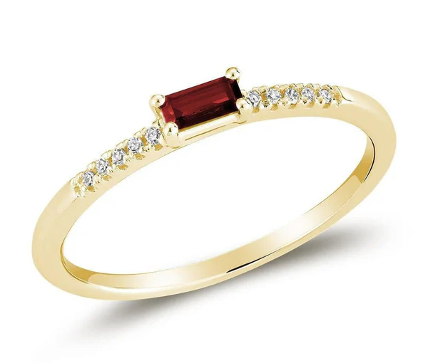 BAGUE EN OR JAUNE SERTIE D'UN RUBIS ET DE DIAMANTS - BR 02041047RU - Bijoux d'importation