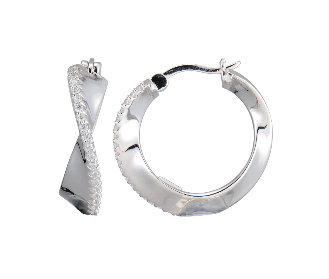 BOUCLES ELLE ARGENT ANNEAUX TWIST CZ - PJ R2LC20000K - ELLE
