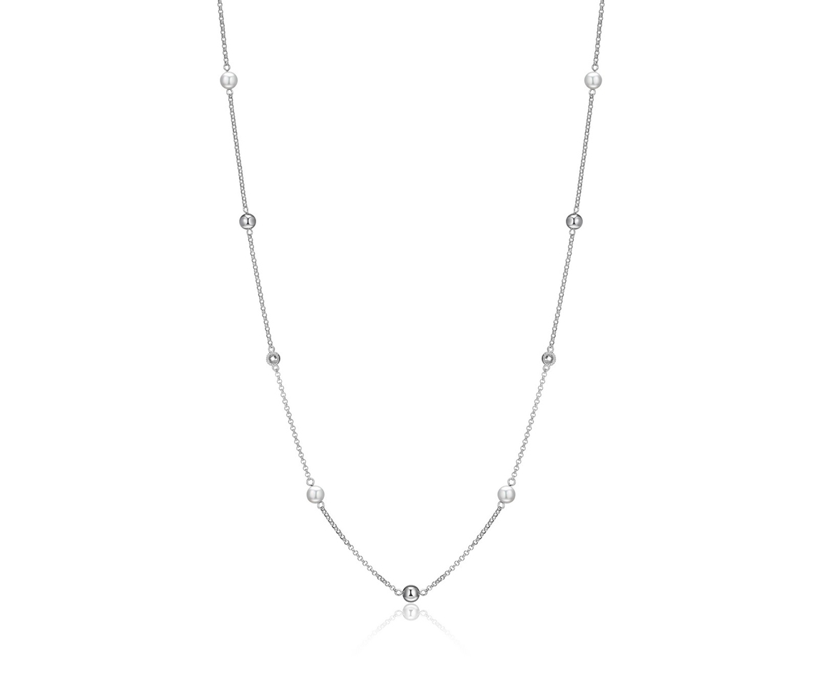 CHAINE EN ARGENT RHODIÉ SERTIE DE PERLES ET DE CUBIQUES ZIRCONIAS - PJ R0LBPW454K - ELLE