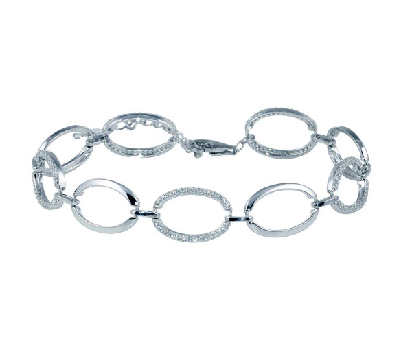 BRACELET ANNEAUX AJOURÉS SERTI DE CUBIQUES ZIRCONIAS - SP STB00580RH - BIJOUX D'IMPORTATION
