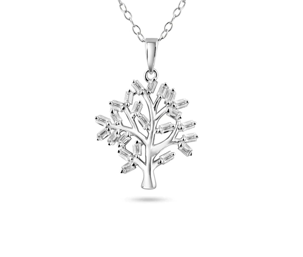 PENDENTIF ARBRE DE VIE EN ARGENT RHODIÉ SERTI DE CUBIQUES ZIRCONIAS - SP BGP01467 - BIJOUX D'IMPORTATION