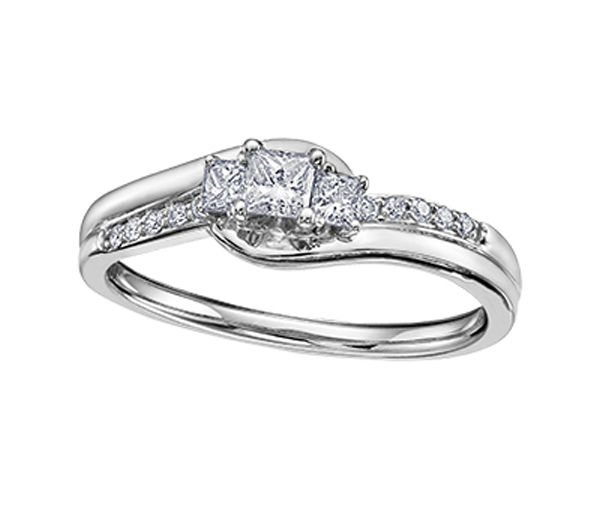 BAGUE EN OR 10K BLANC SERTIE DE DIAMANTS CANADIENS ET DE DIAMANTS - CR AM227W32 - DIAMANT CANADIEN