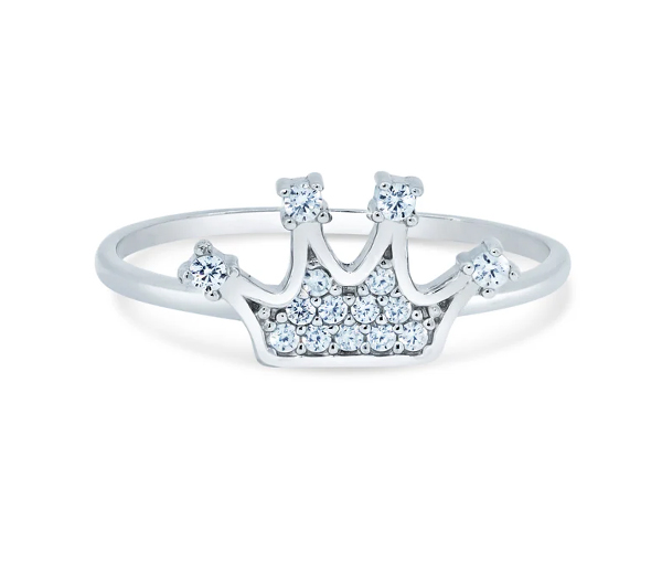 BAGUE COURONNE EN ARGENT RHODIÉ SERTIE DE CUBIQUES ZIRCONIAS - SP GMR00373/5 - BIJOUX D'IMPORTATION