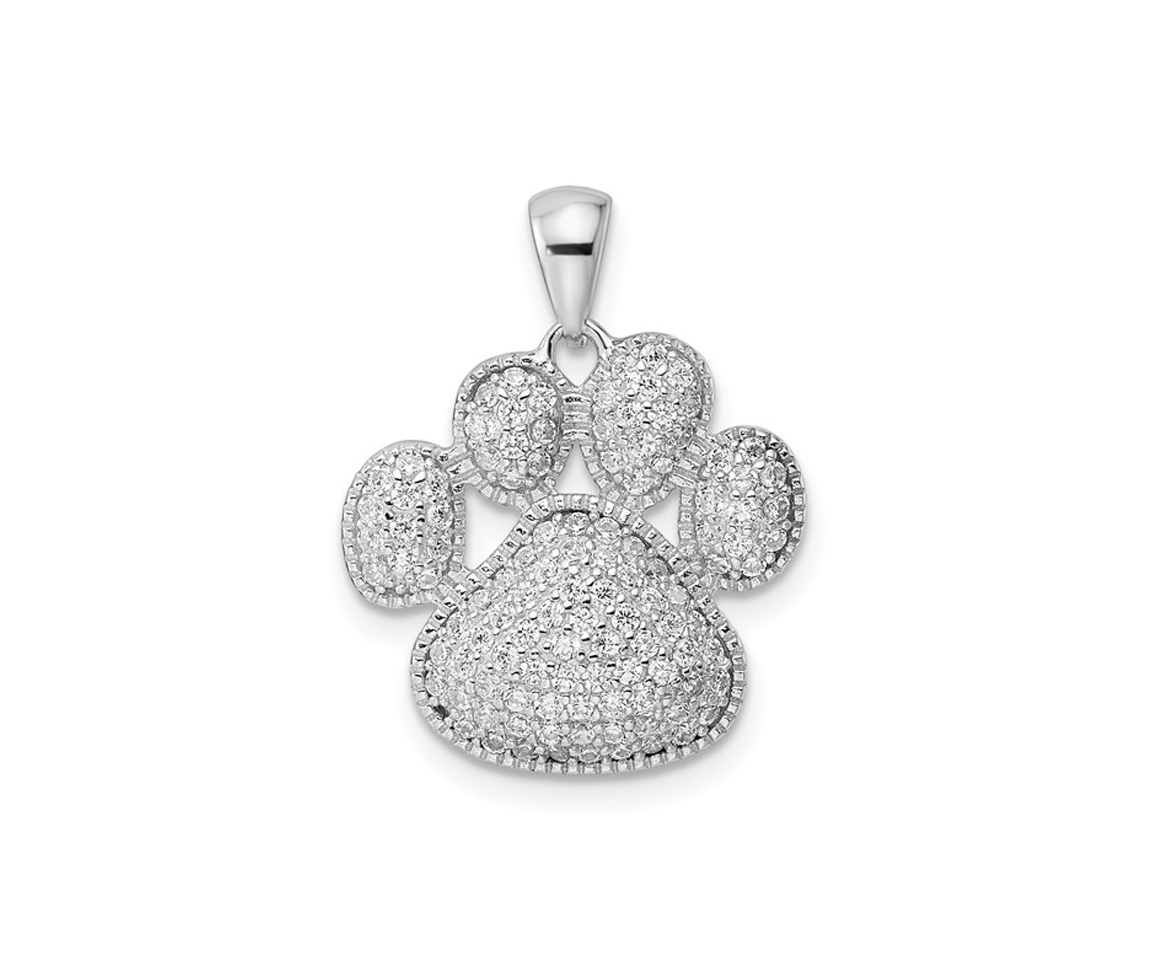 PENDENTIF PATTE DE CHIEN EN ARGENT RHODIÉ SERTI DE CUBIQUES ZIRCONIAS - QG QC11063 - IMPORTATION