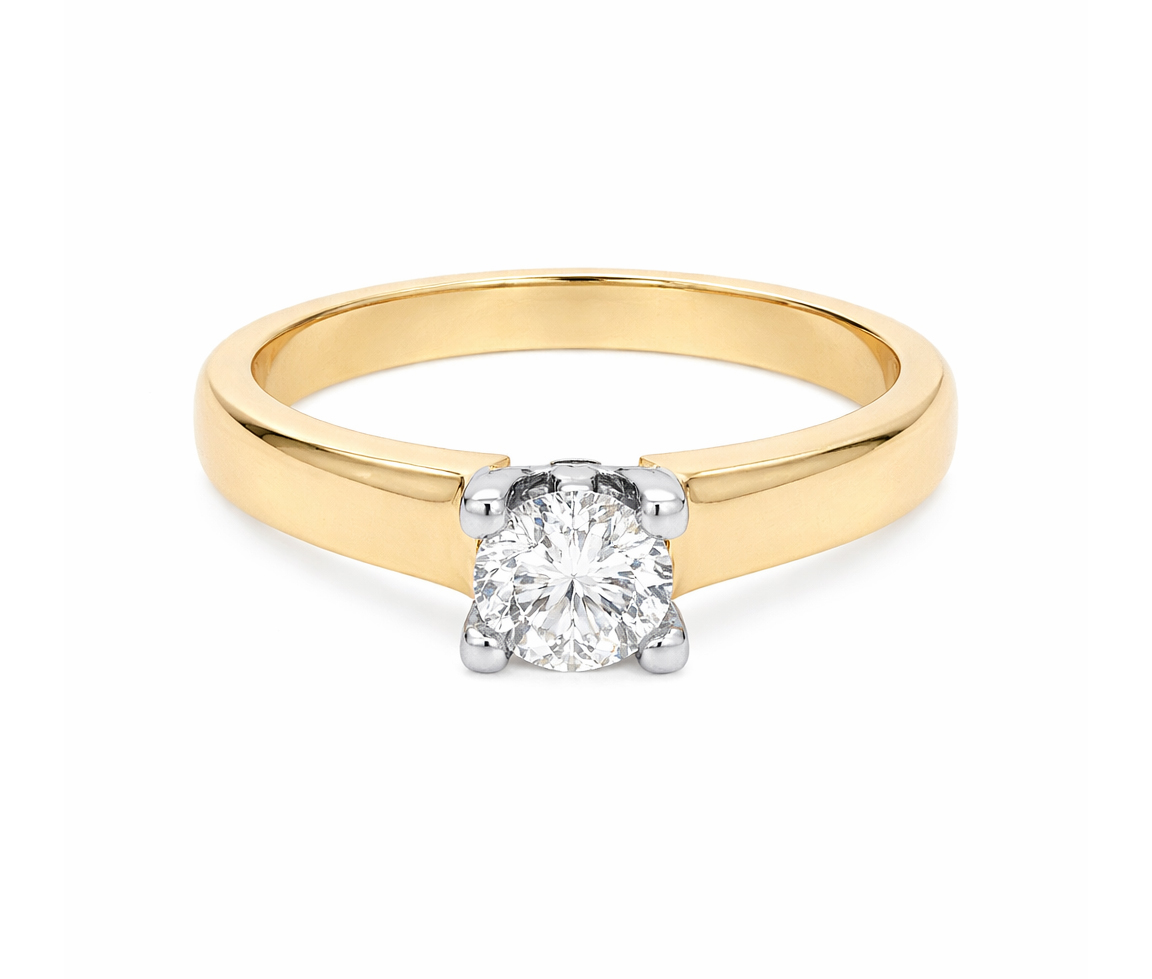 BAGUE EN OR AVEC UN DIAMANT - MK 2472LY556.5 - FAIT AU CANADA