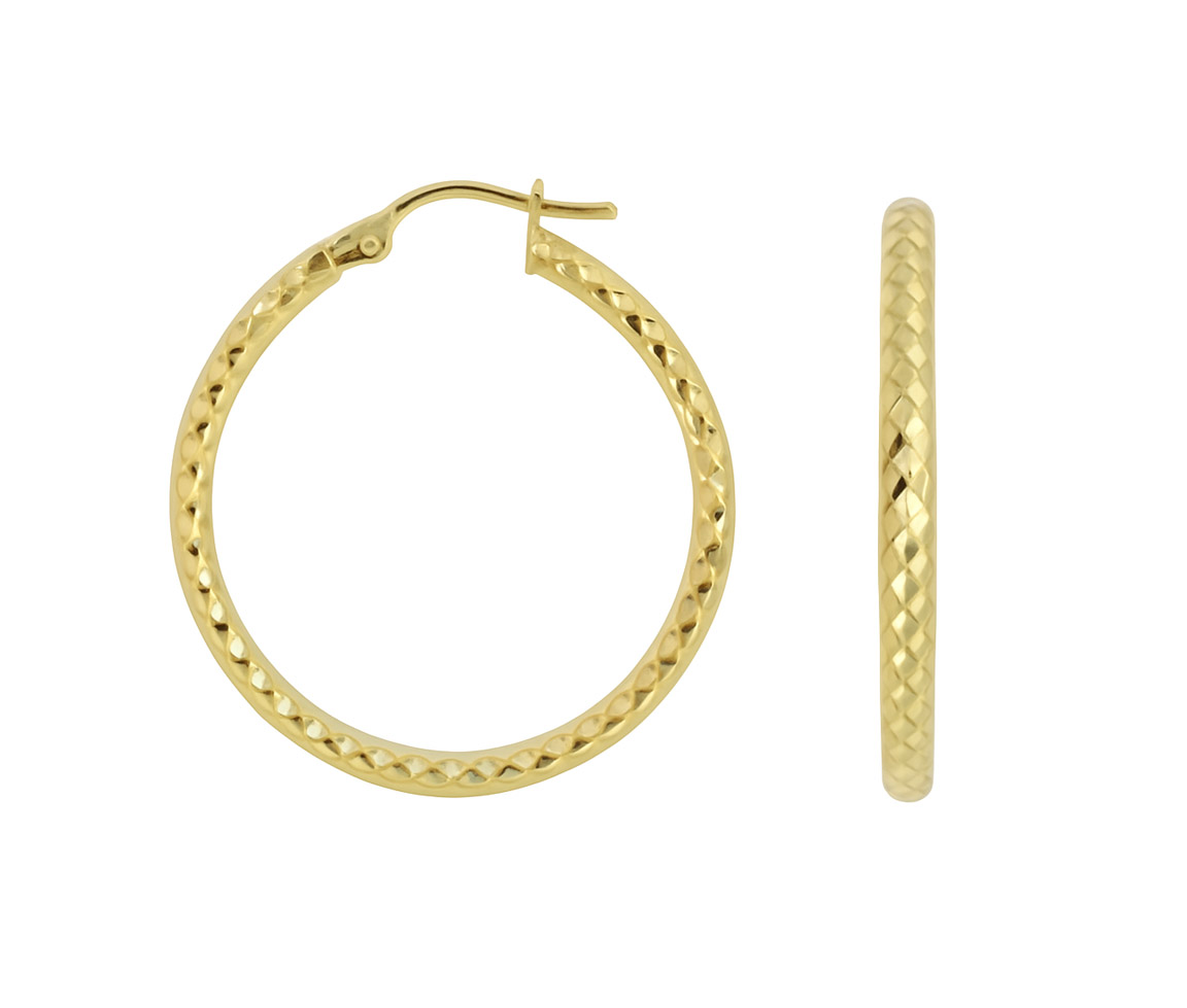 ANNEAUX EN OR JAUNE TAILLÉES DIAMANT - S BOU35 - BIJOUX D'IMPORTATION