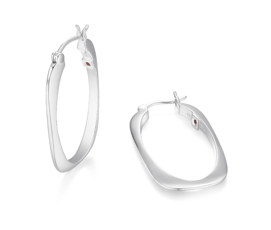 BOUCLES ANNEAUX RECTANGULAIRE EN ARGENT RHODIÉ UNIES - PJ R2LCS0A00K - ELLE