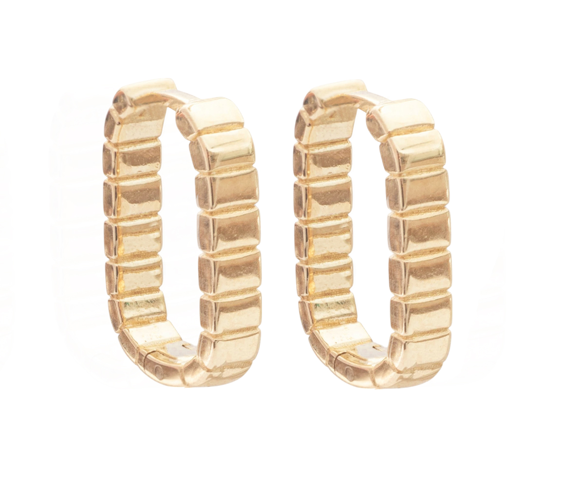 BOUCLES HUGGIES RECTANGLE LIGNÉES EN OR JAUNE - CB EYD323068 - CBE