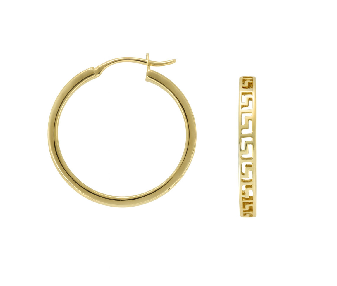 ANNEAUX EN OR JAUNE À MOTIF VERSACE AJOURÉ - S BOU29 - BIJOUX D'IMPORTATION