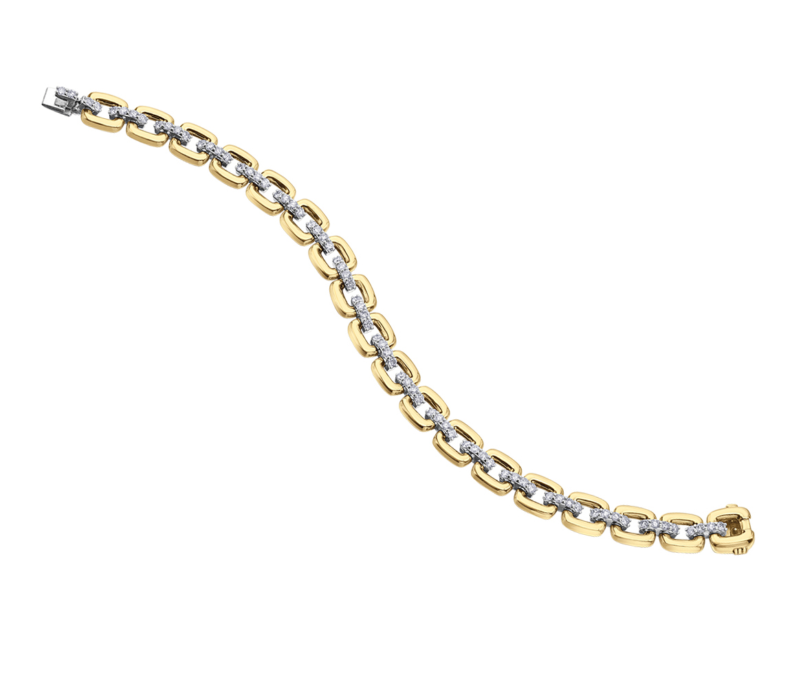 BRACELET EN OR 10K 2 TONS SERTI DE DIAMANTS - CR DD8130 - BIJOUX CANADIEN