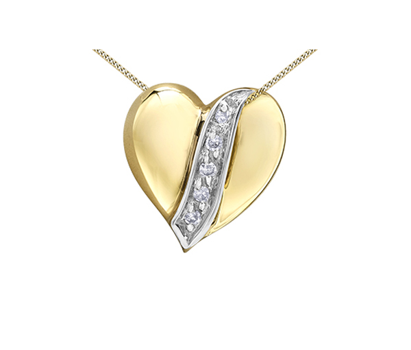 PENDENTIF COEUR EN OR 10K SERTI DE DIAMANTS - CR DD8066Y - BIJOUX CANADIEN