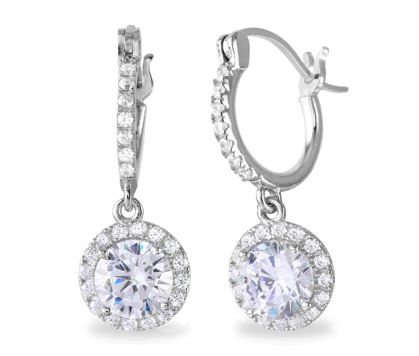 BOUCLES EN ARGENT RHODIÉ ANNEAUX SERTIES DE CUBIQUES ZIRCONIAS - SP BGE00529 - BIJOUX D'IMPORTATION