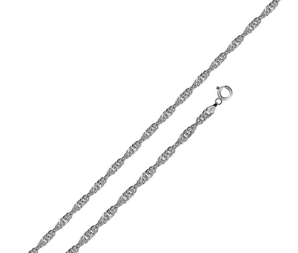 CHAINE EN ARGENT RHODIÉ À MAILLE SINGAPOUR - SP CH139RH/20 - BIJOUX D'IMPORTATION