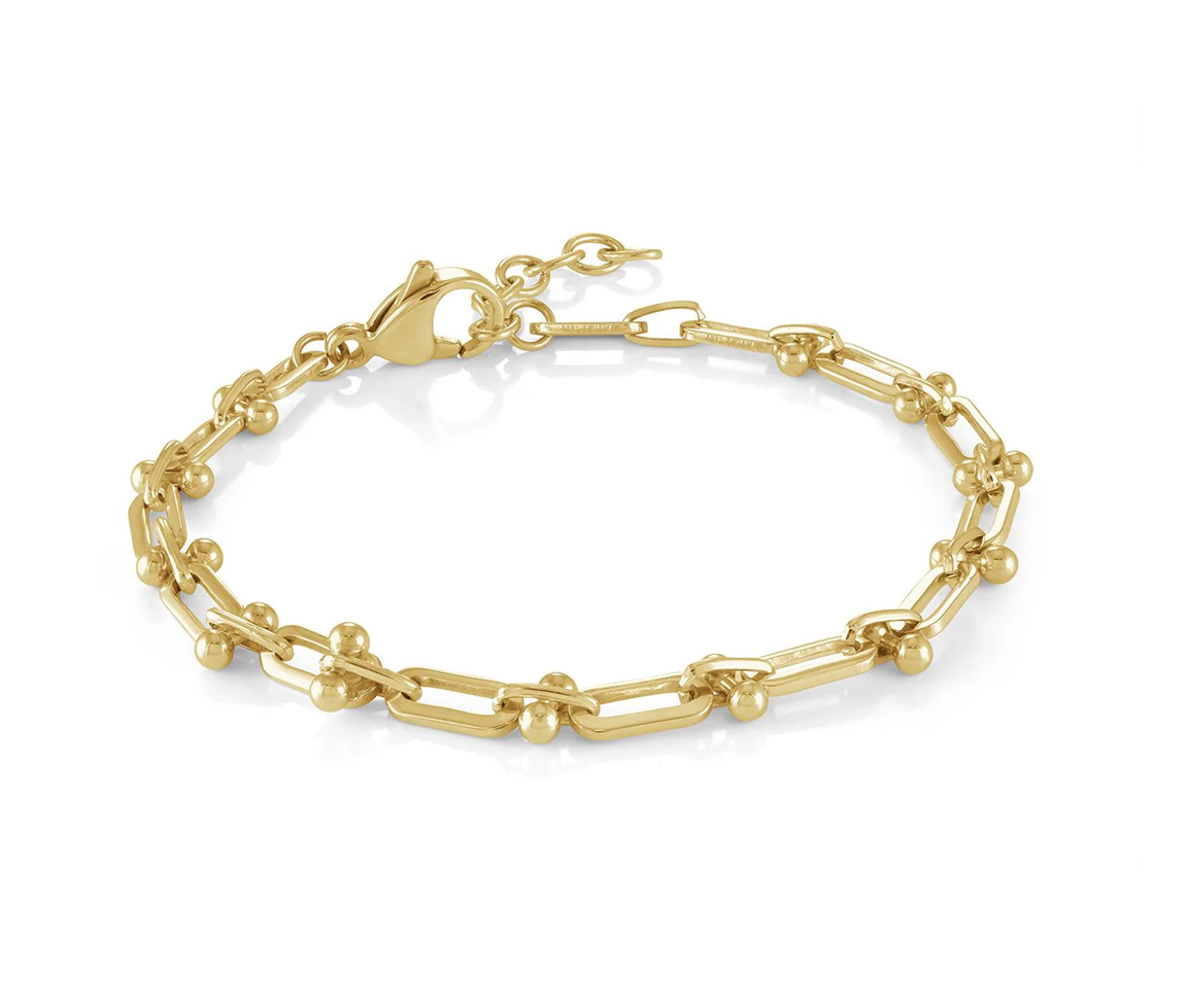 BRACELET EN ACIER/PVD OR À MAILLE EN U - IG SWB242 - VELORIA