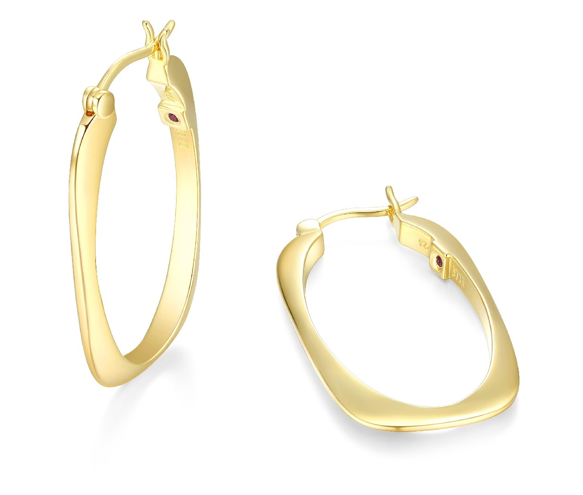 BOUCLES ANNEAUX RECTANGULAIRE EN ARGENT/PVD OR UNIES - PJ 32LCS0A00K - ELLE