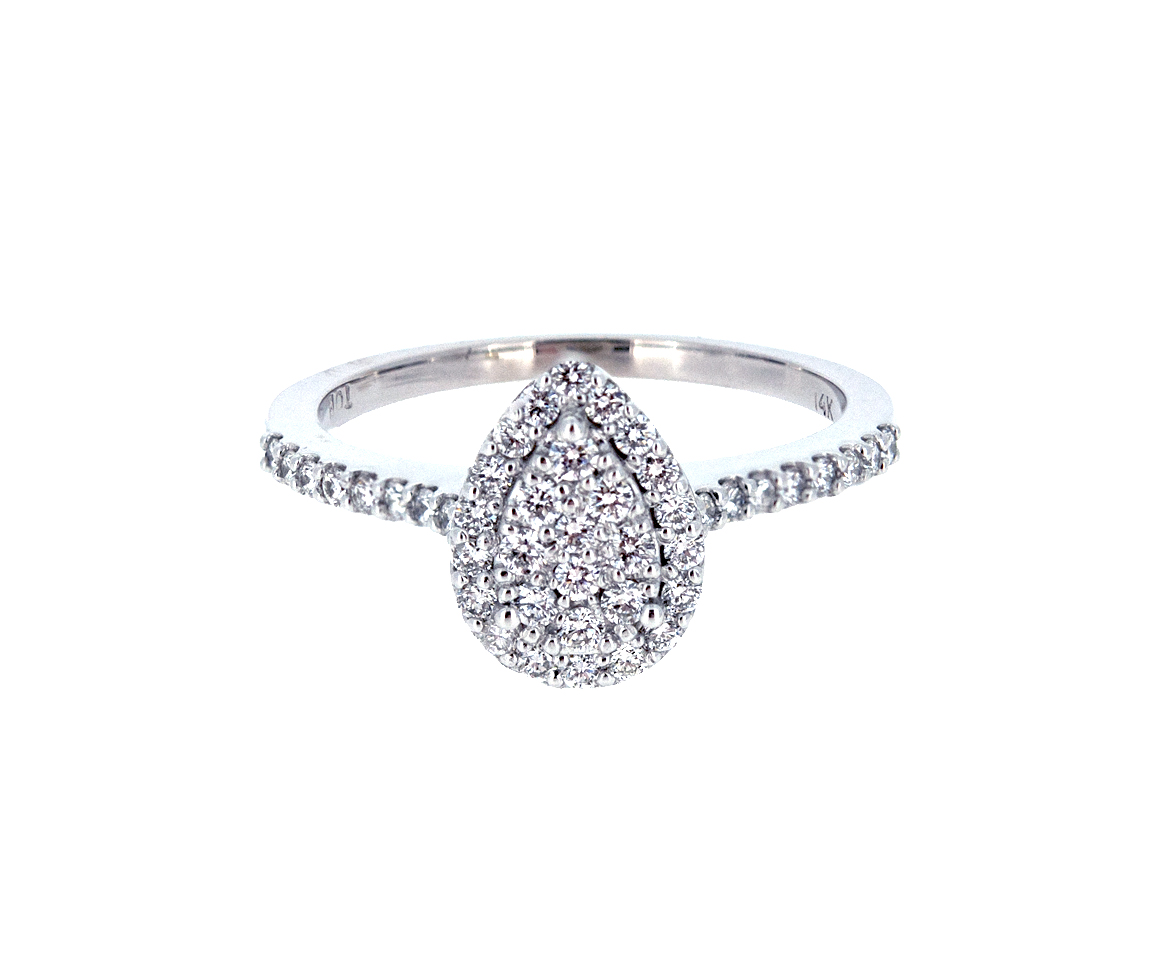 BAGUE EN OR 14K BLANC SERTIE DE DIAMANTS