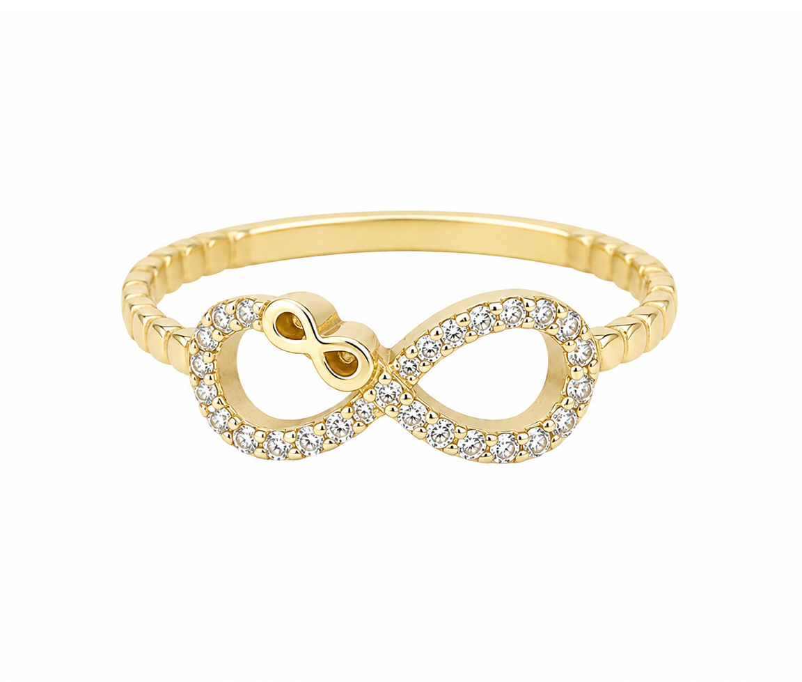 BAGUE INFINI EN OR AVEC CZ - MB BD69 - BIJOUX D'IMPORTATION